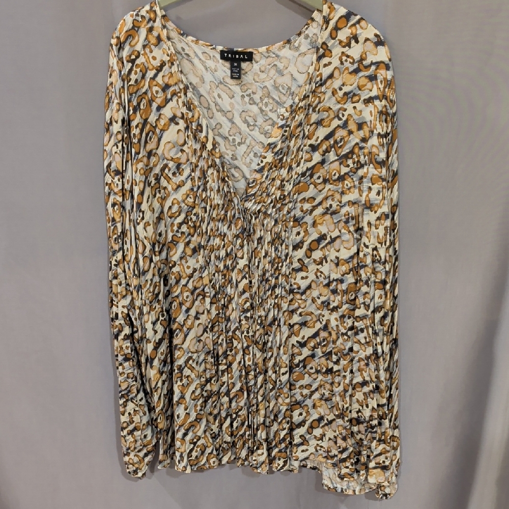 Tribal Women's Animal Print Blouse - 3X  NWT